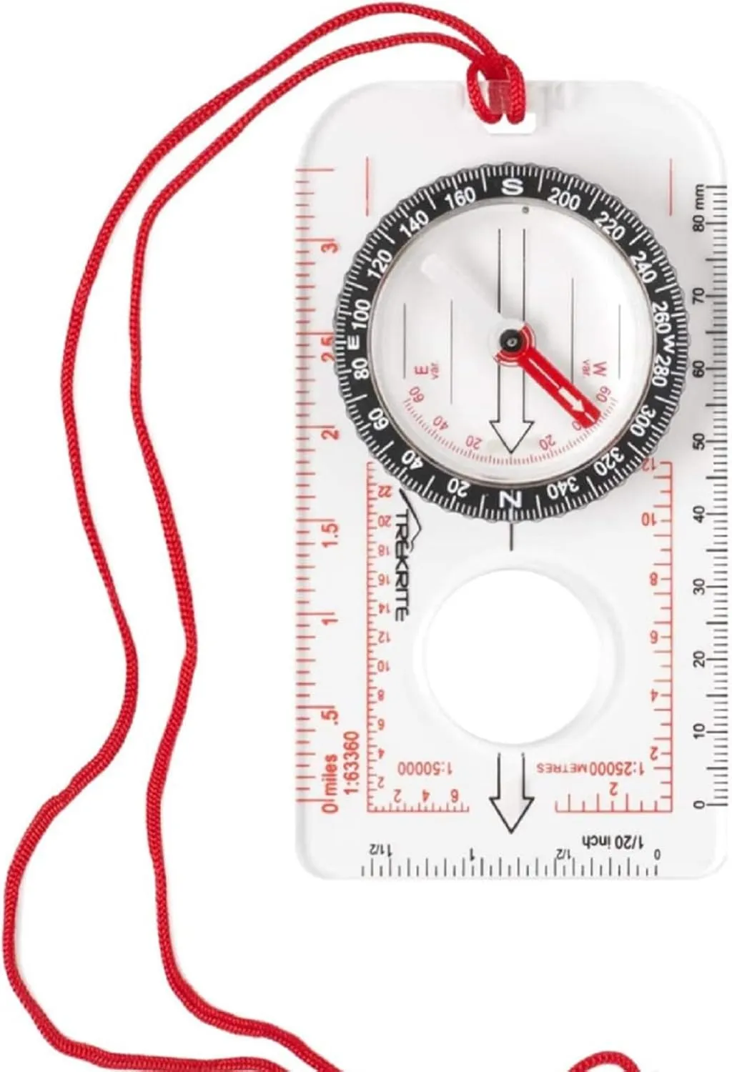 1 Piece Outdoor Compass Map Ruler, Adjustable Declination Navigation Explorer Compass with Magnifying Glass for Map Reading and Navigation.