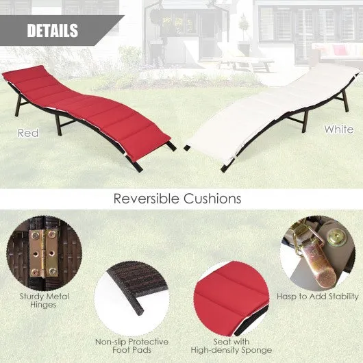 2Pcs Folding Patio Lounger Chair