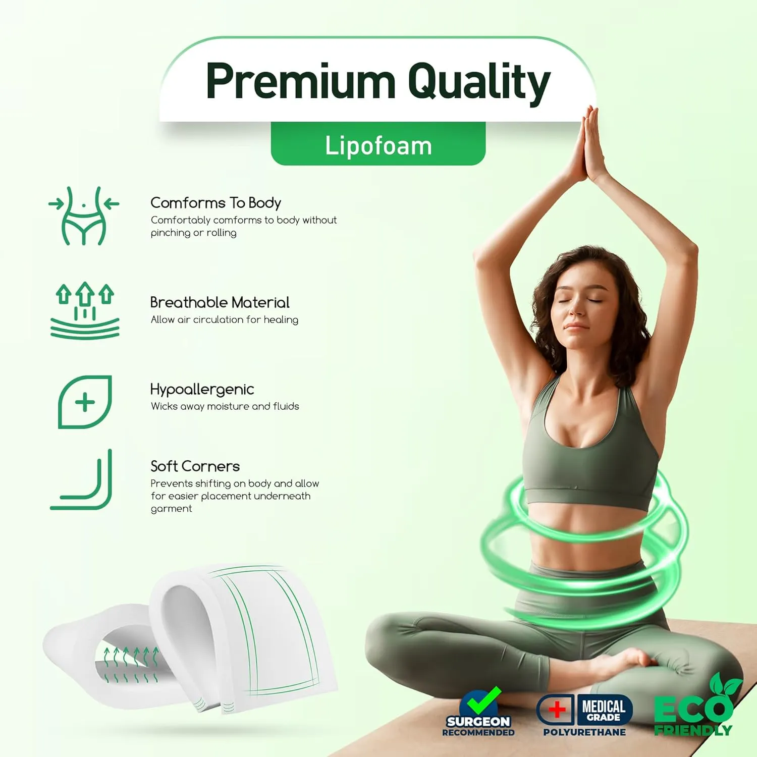 5 Pack Lipo Foam Pads - Post Surgery Ab Board for Liposuction Recovery, Flattening Abdominal Compression Garments for Tummy Tuck Surgery (8 x 11 x 0.5)