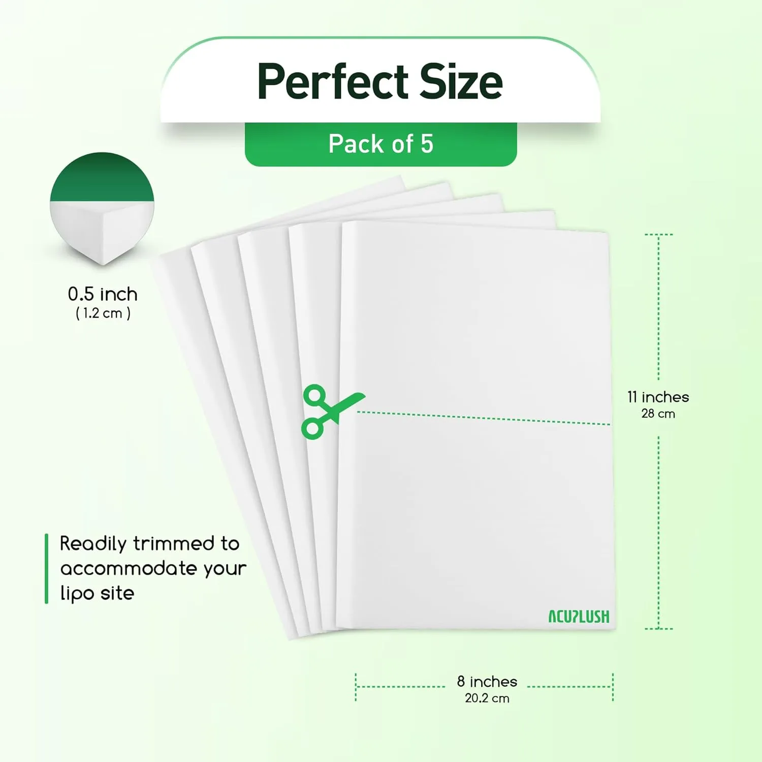 5 Pack Lipo Foam Pads - Post Surgery Ab Board for Liposuction Recovery, Flattening Abdominal Compression Garments for Tummy Tuck Surgery (8 x 11 x 0.5)