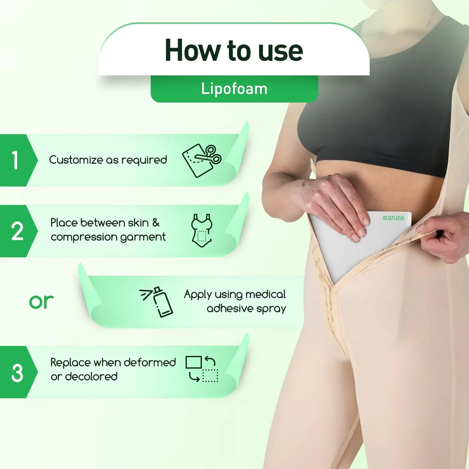 5 Pack Lipo Foam Pads - Post Surgery Ab Board for Liposuction Recovery, Flattening Abdominal Compression Garments for Tummy Tuck Surgery (8 x 11 x 0.5)