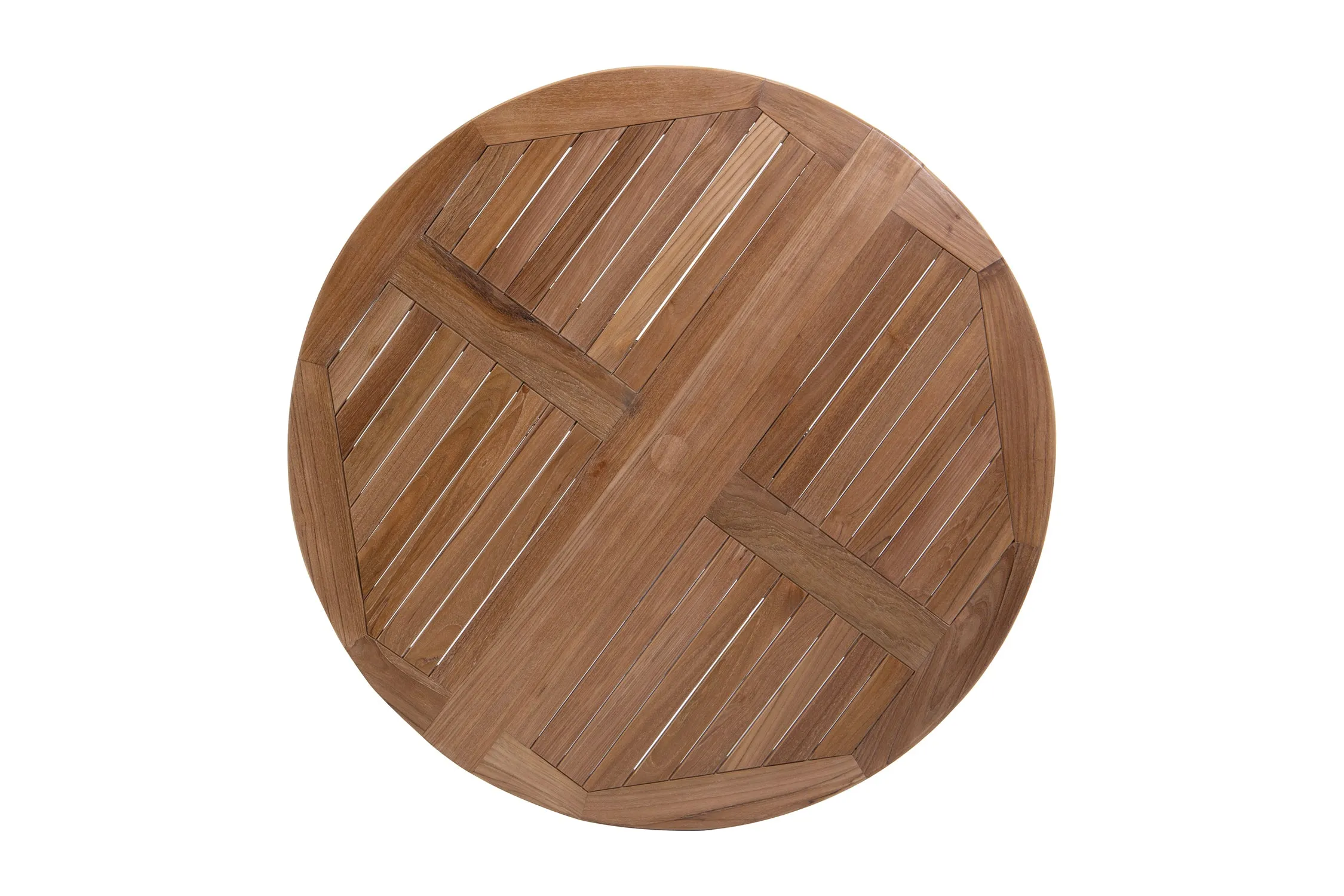 5 pc Lakeland Teak Folding Armless Chair Dining Set with 48" Round Drop Leaf Table