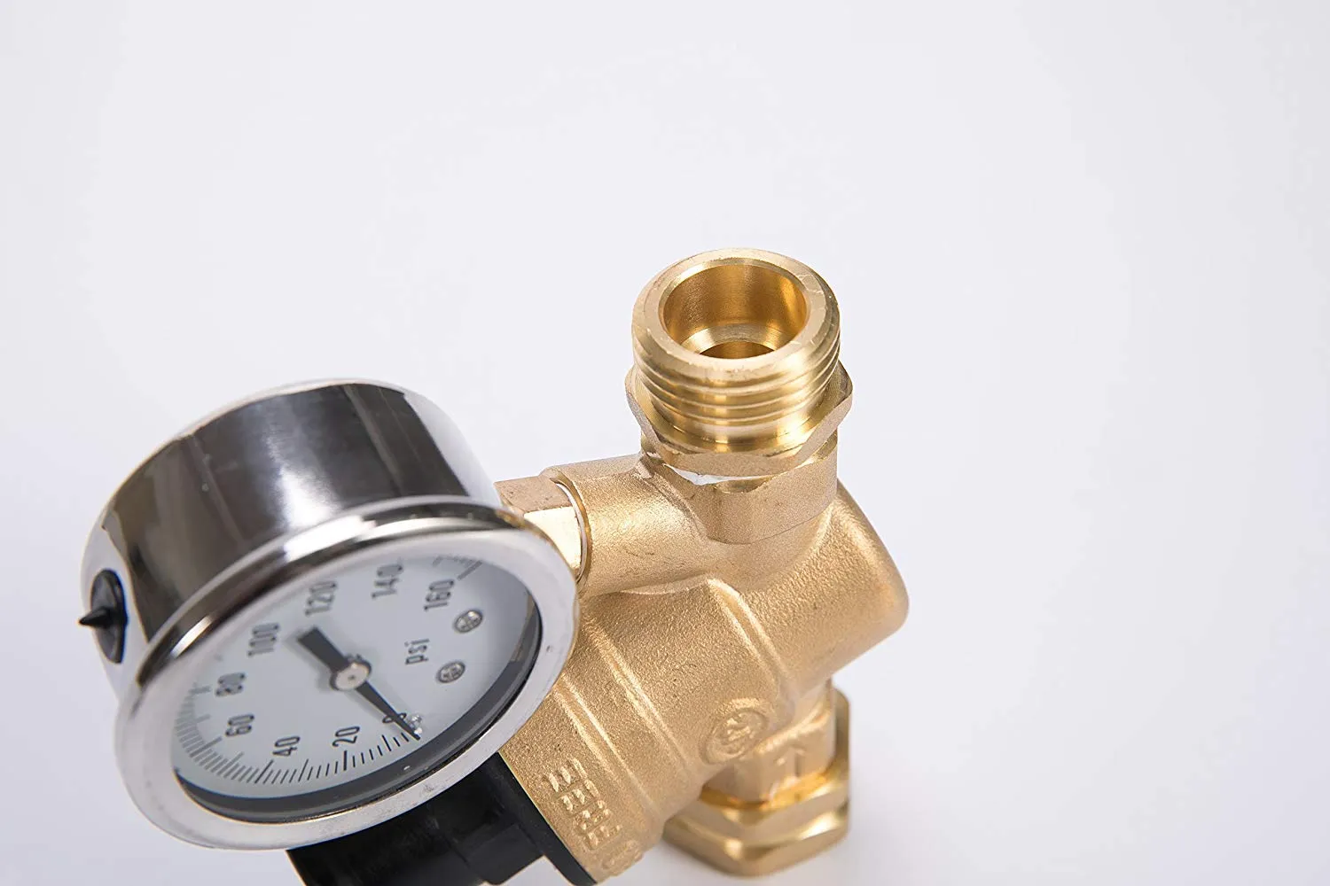 Adjustable Water Pressure Regulator with Gauge and Filter, Brass Lead-Free 3/4" NH Thread for Camper, RV Trailer