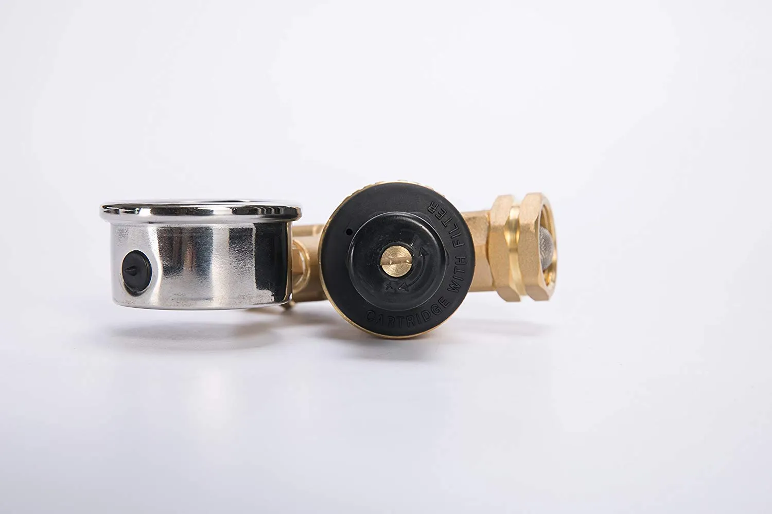 Adjustable Water Pressure Regulator with Gauge and Filter, Brass Lead-Free 3/4" NH Thread for Camper, RV Trailer