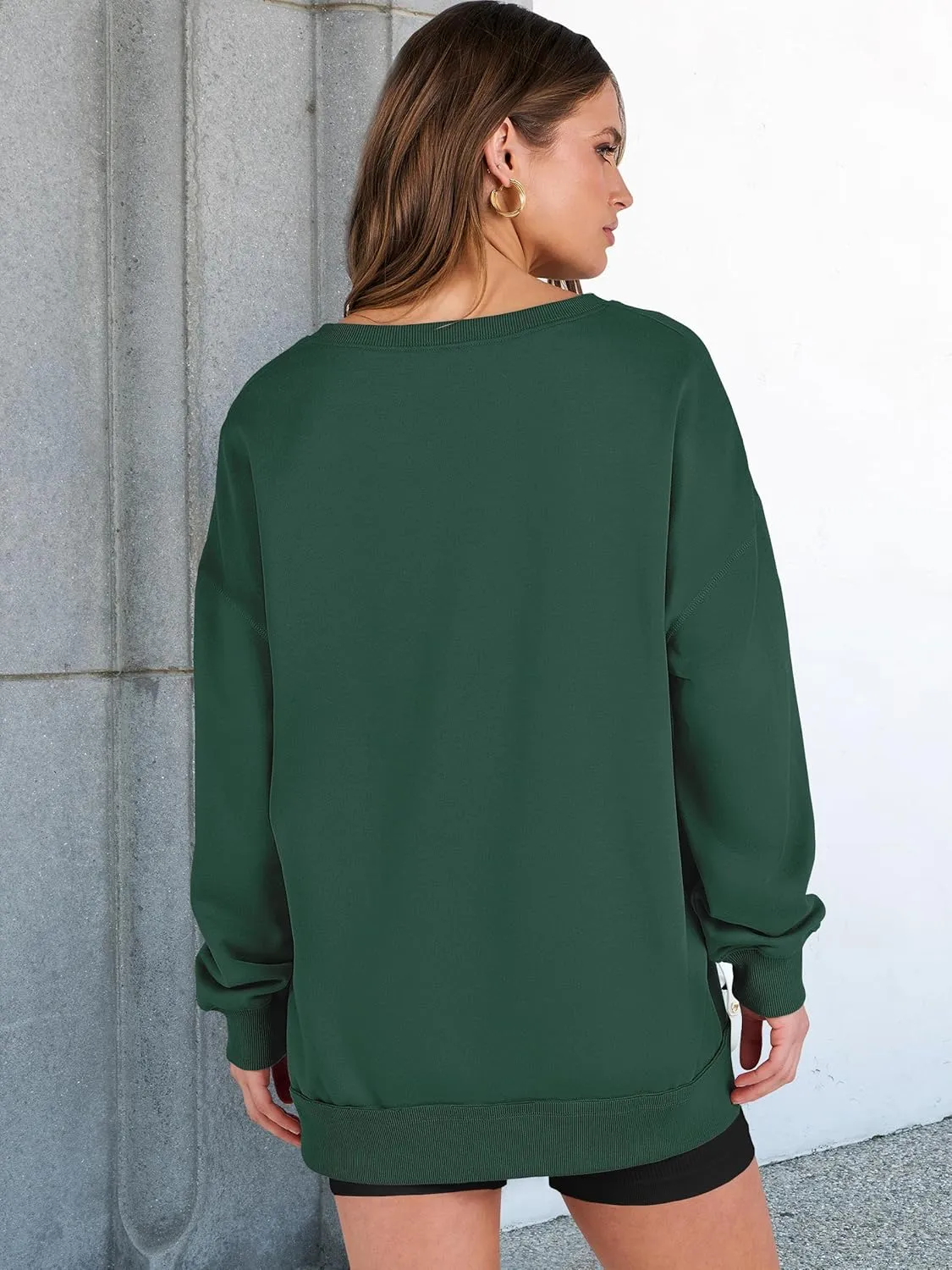 ANRABESS Women's Oversized Sweatshirts Long Sleeve Tunic Shirts V Neck Loose Pullover Tops 2025 Trendy Fall Teen Girls Outfit
