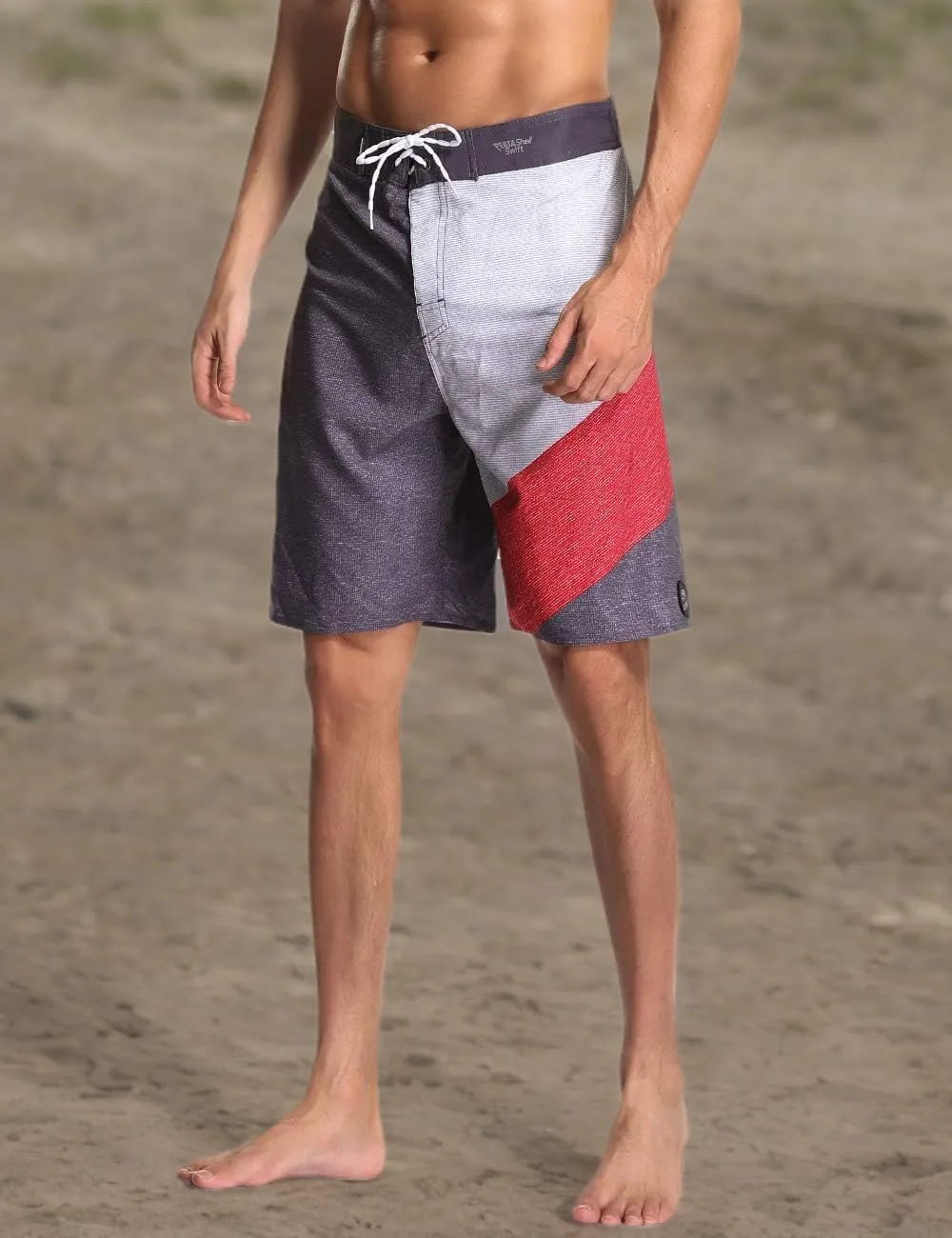 AXESEA Mens Swim Trunks Quick Dry Surf Long Elastic with Pockets Swimwear Bathing Suits No Mesh Lining