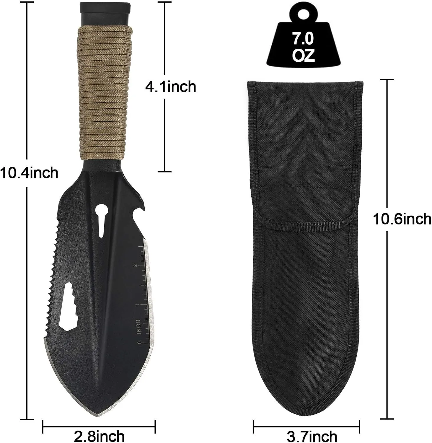 Backpacking Trowel Ultralight, Camping Shovel, Garden Trowel Hand Tool with Carrying Pouch for Hiking, Digging, Metal Detecting, Gardening Multitool Survival