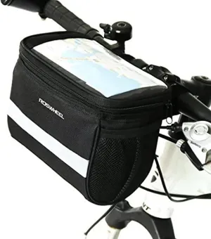 Bike Handlebar Bag Bicycle Front Basket Scooter Bag Insulated Cooler Storage Pouch Road Mountain Cycling Pack Cycling Accessories with TPU Touch Screen & Reflective Stripe