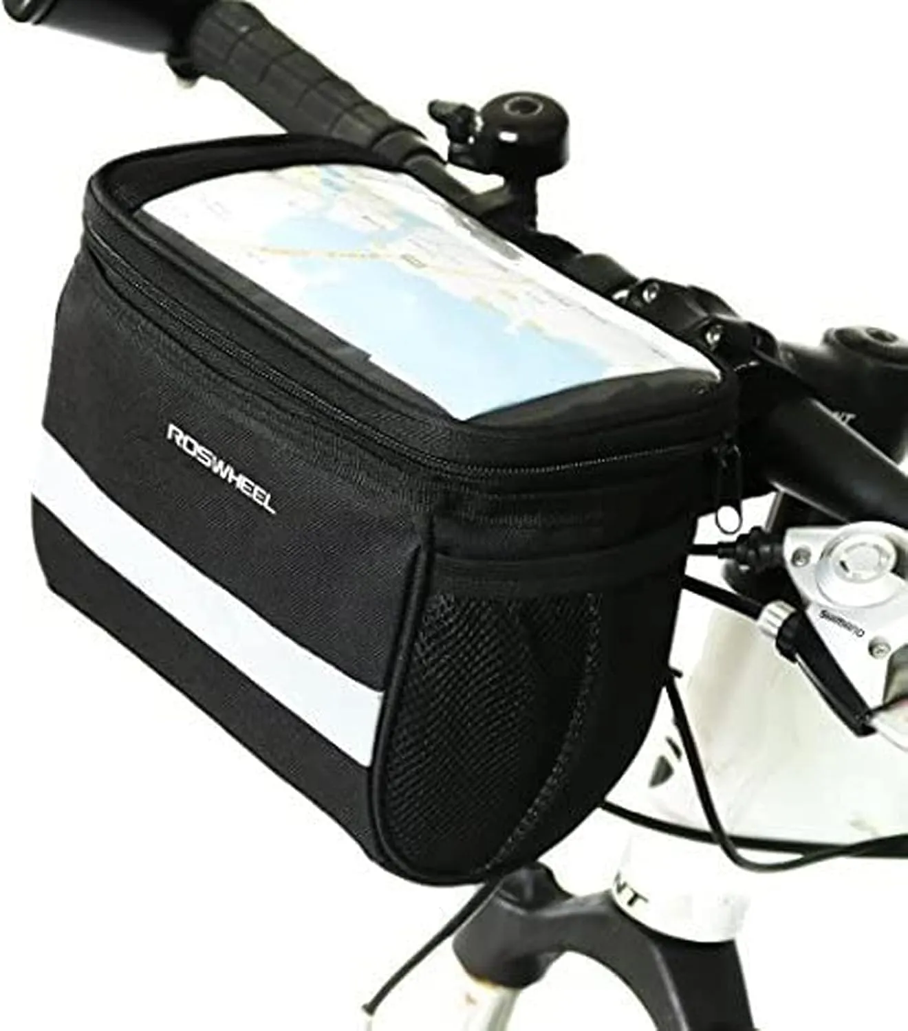 Bike Handlebar Bag Bicycle Front Basket Scooter Bag Insulated Cooler Storage Pouch Road Mountain Cycling Pack Cycling Accessories with TPU Touch Screen & Reflective Stripe