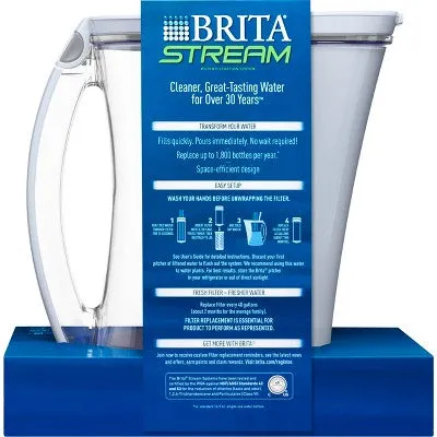 Brita 12-Cup Stream Filter As You Pour Water Pitcher with 1 Filter, Cascade – Ice