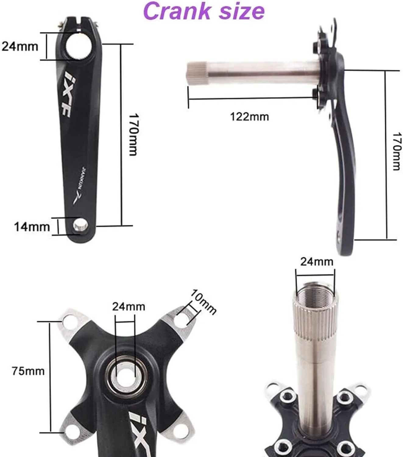 BUCKLOS IXF 104 BCD 30T-38T 170MM Mountain Bike Crankset, Hollow Integrated MTB Crank Set, Aluminum Alloy Crankset Round Oval Narrow Wide Chainring with Bottom Bracket Bolts Fit Shimano/FSA Gaint