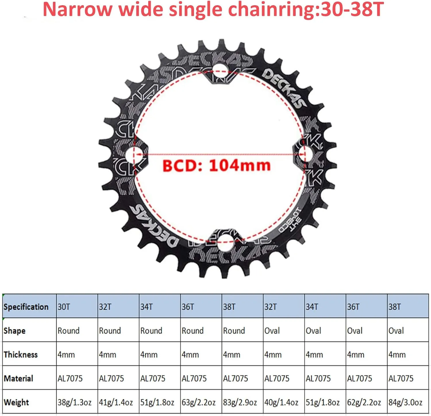 BUCKLOS IXF 104 BCD 30T-38T 170MM Mountain Bike Crankset, Hollow Integrated MTB Crank Set, Aluminum Alloy Crankset Round Oval Narrow Wide Chainring with Bottom Bracket Bolts Fit Shimano/FSA Gaint