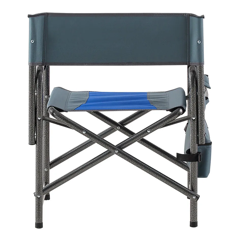 Elecwish 2-piece Padded Folding Outdoor Chair with Storage Pockets,Lightweight Oversized Directors Chair Blue/Grey
