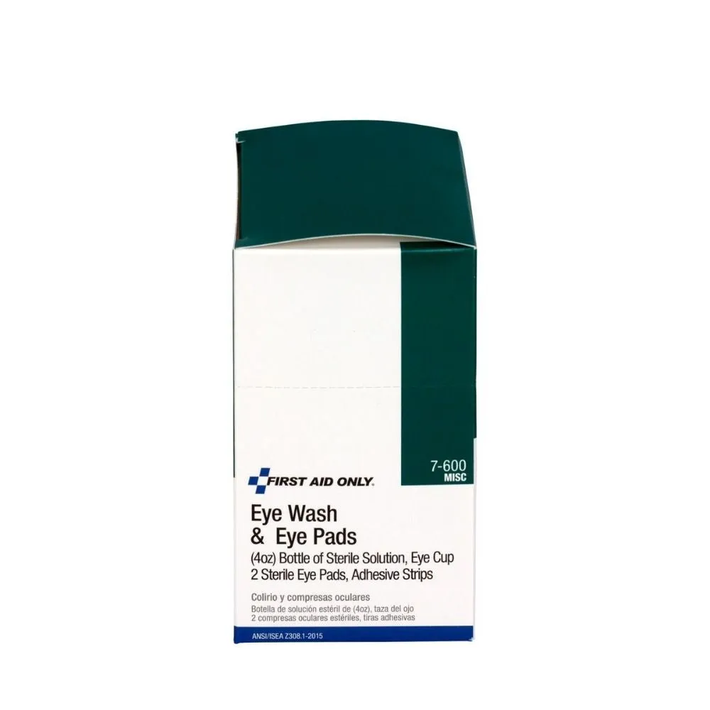 First Aid Only 7-600 4 oz. Eyewash, Eyepads & Adhesive Strips, 1 set/box