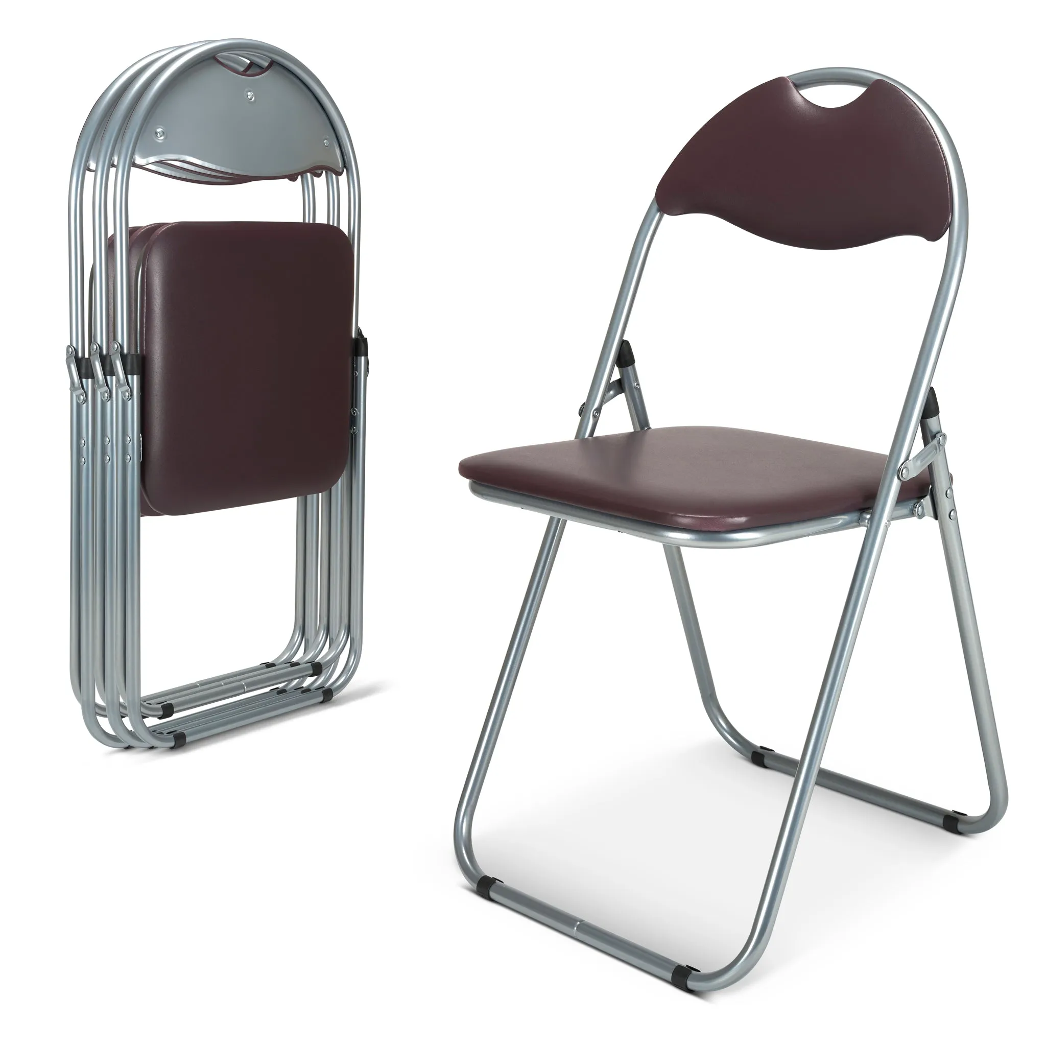 Folding Padded Office Chair - Brown