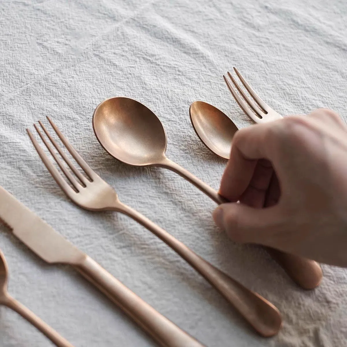 Gohobi A Set of 6 Pieces Stonewashed Stainless Steel Cutlery