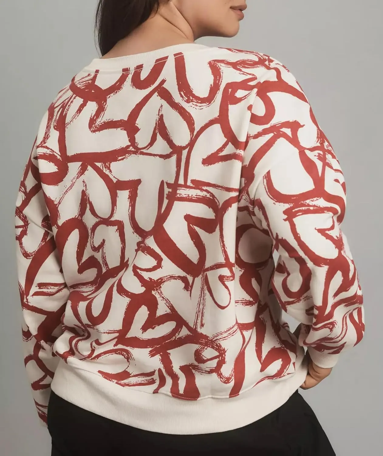 Heart Sweatshirts for Women Casual Long Sleeve Cotton Love Heart Printed Graphic Pullover Tops