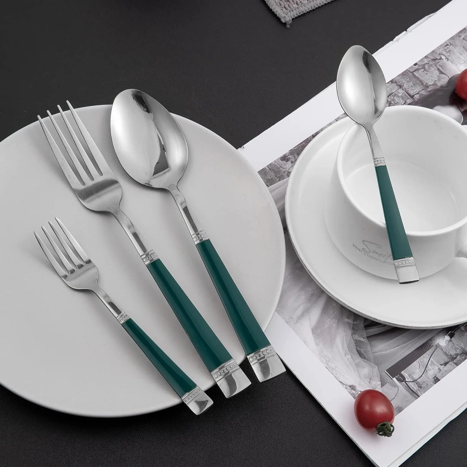 HOKIPO Cutlery Set of 18 / 24 Pcs Stainless Steel Flatware Set, Mirror Finish - Silverware