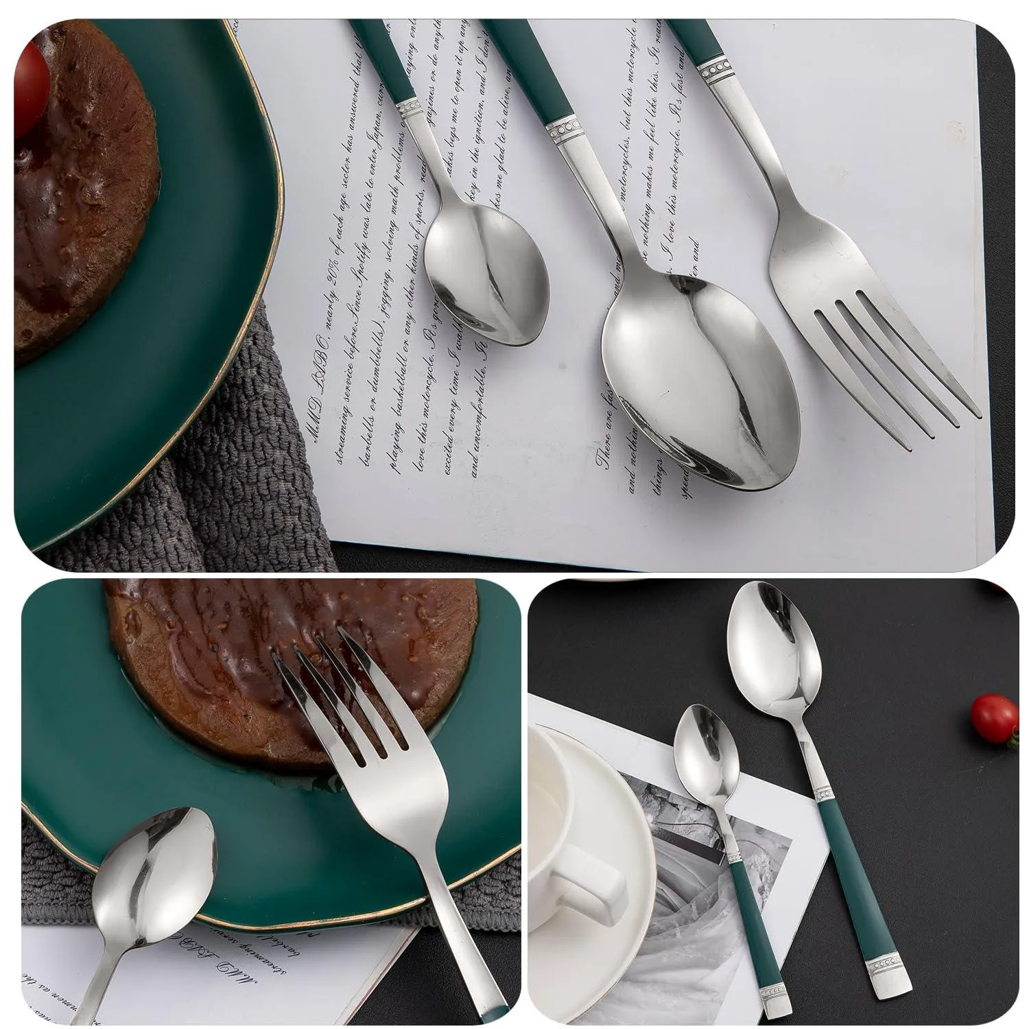 HOKIPO Cutlery Set of 18 / 24 Pcs Stainless Steel Flatware Set, Mirror Finish - Silverware