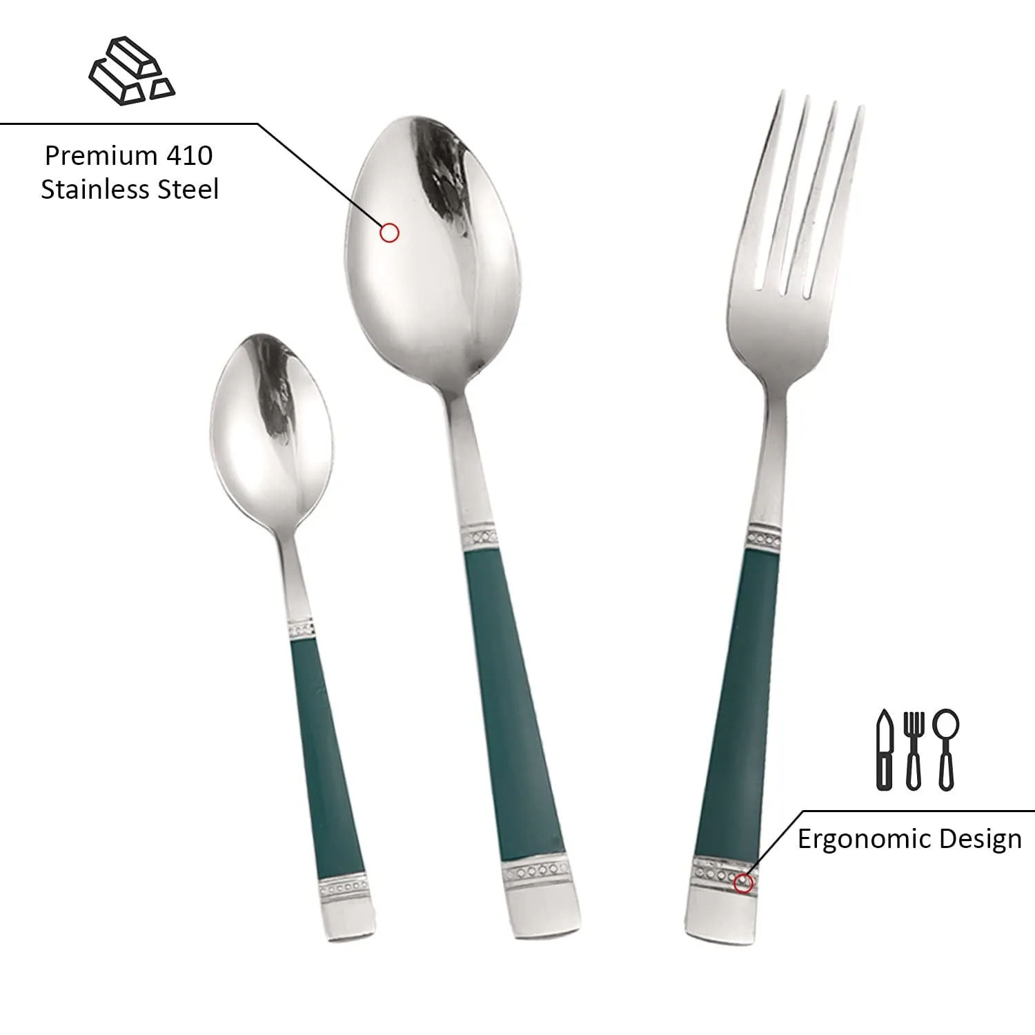 HOKIPO Cutlery Set of 18 / 24 Pcs Stainless Steel Flatware Set, Mirror Finish - Silverware