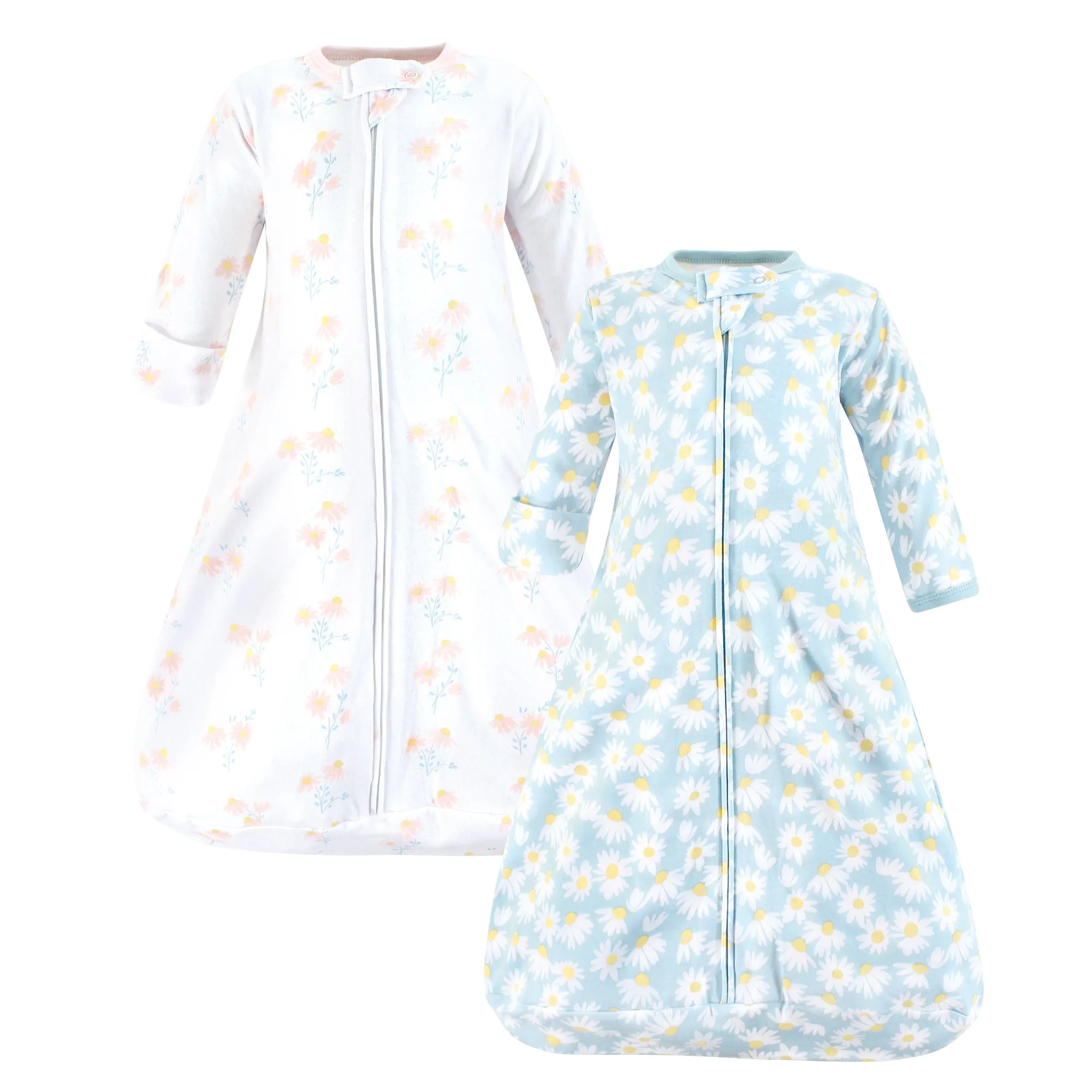Hudson Baby Cotton Long-Sleeve Wearable Sleeping Bag, Sack, Blanket, Mixed Daisy