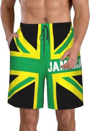 Jamaica Map Men's Swim Trunks Quick Dry Board Shorts Beach Swimsuit with Pockets Mesh Lining