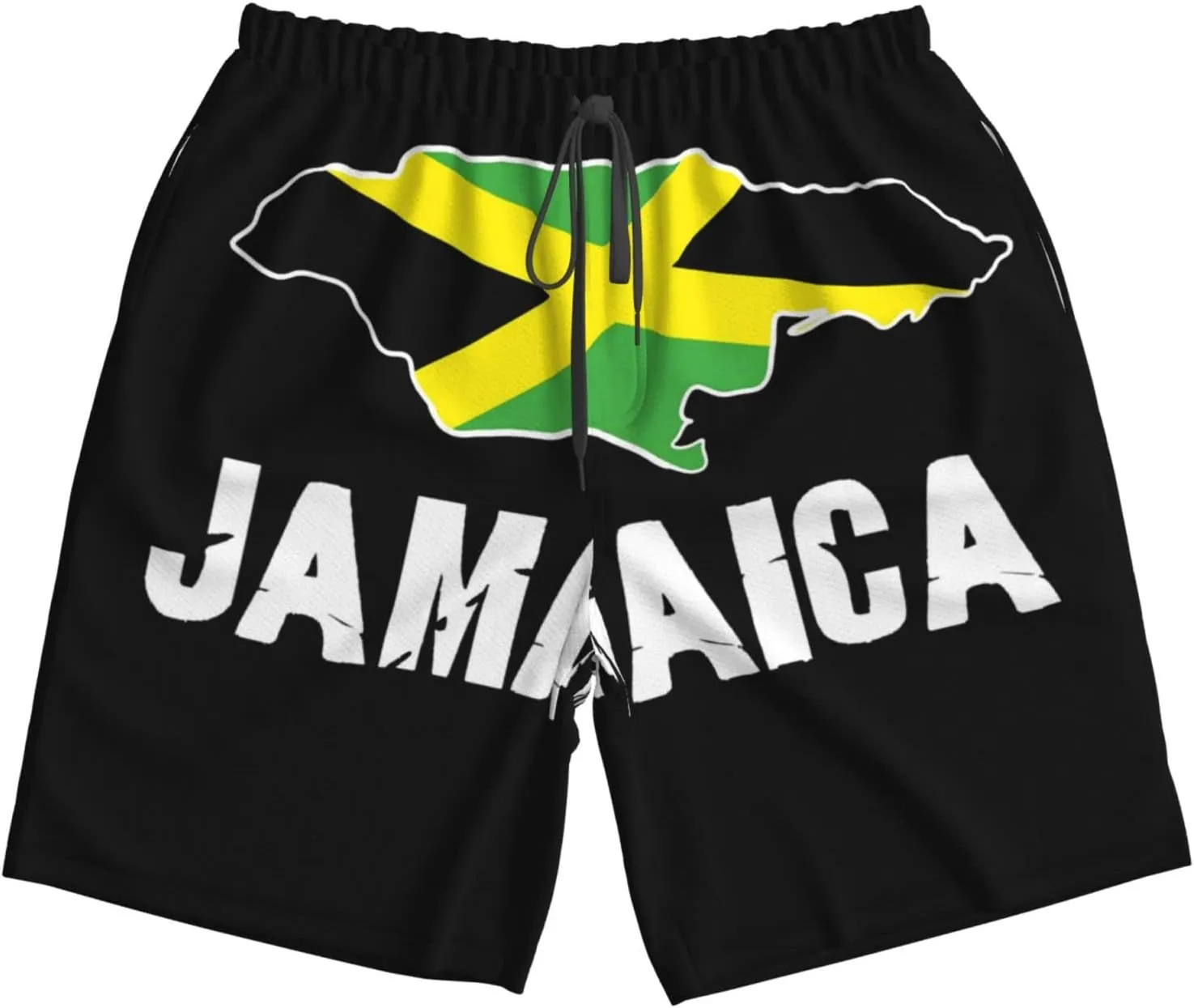 Jamaica Map Men's Swim Trunks Quick Dry Board Shorts Beach Swimsuit with Pockets Mesh Lining