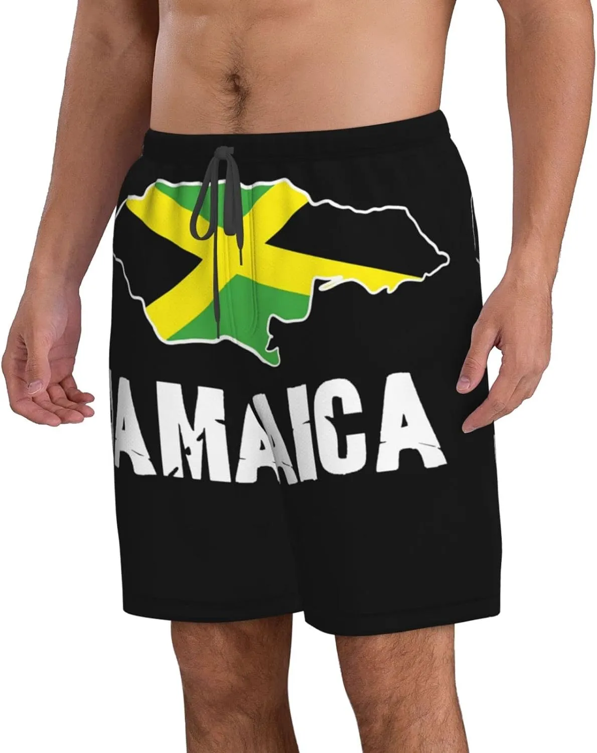 Jamaica Map Men's Swim Trunks Quick Dry Board Shorts Beach Swimsuit with Pockets Mesh Lining