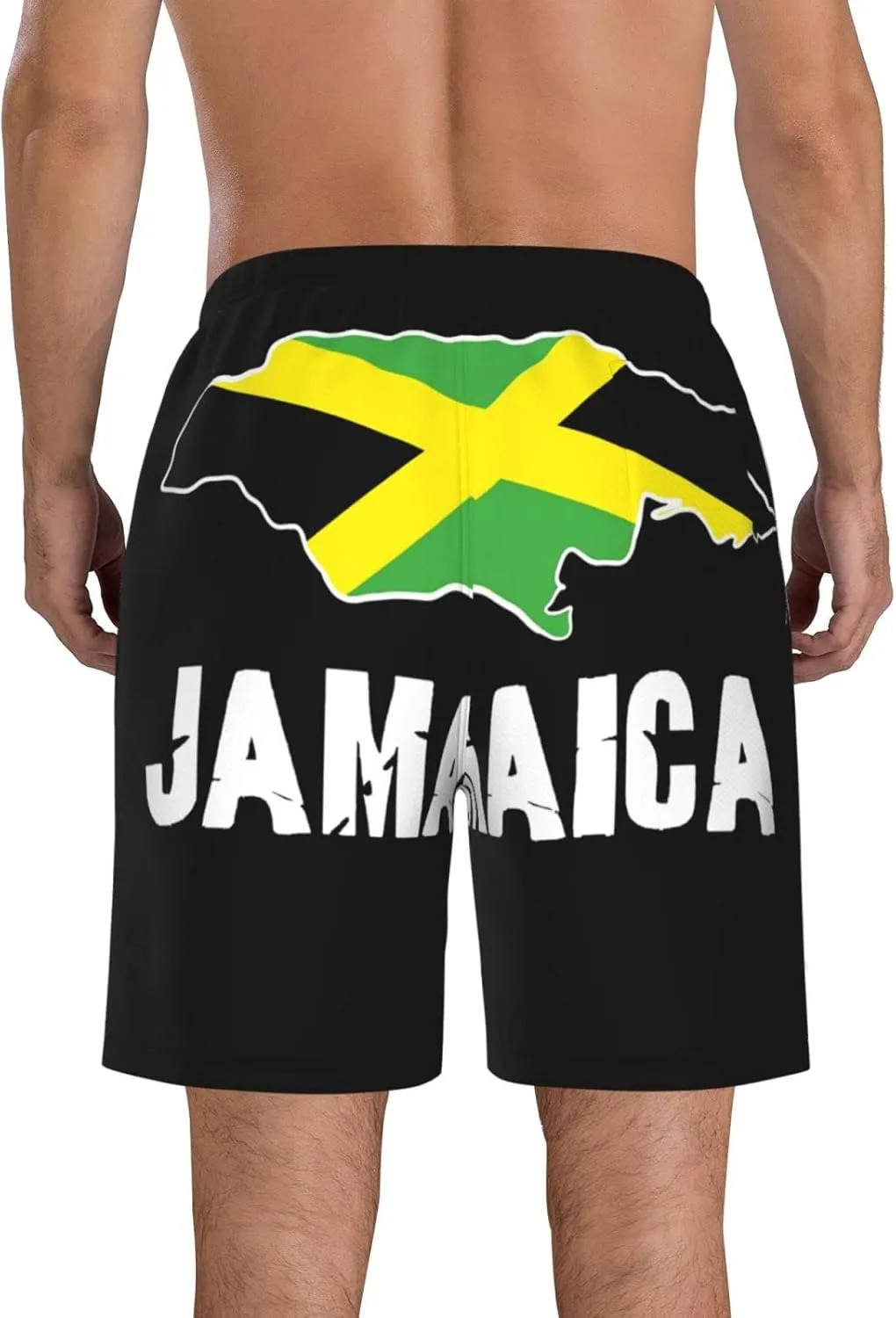 Jamaica Map Men's Swim Trunks Quick Dry Board Shorts Beach Swimsuit with Pockets Mesh Lining