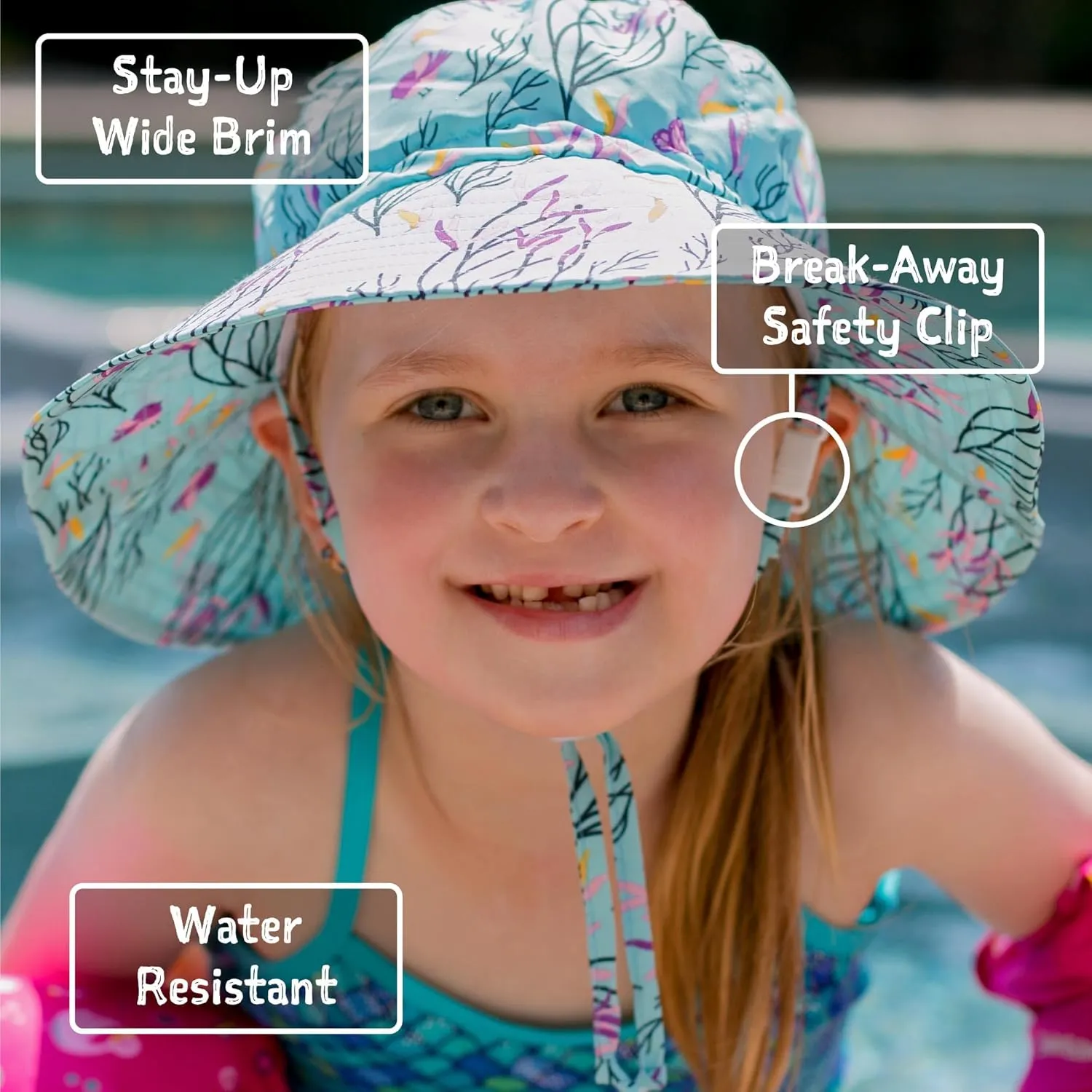 JAN & JUL Girls' Adjustable Water Resistant Bucket Sun-hat 50  UPF