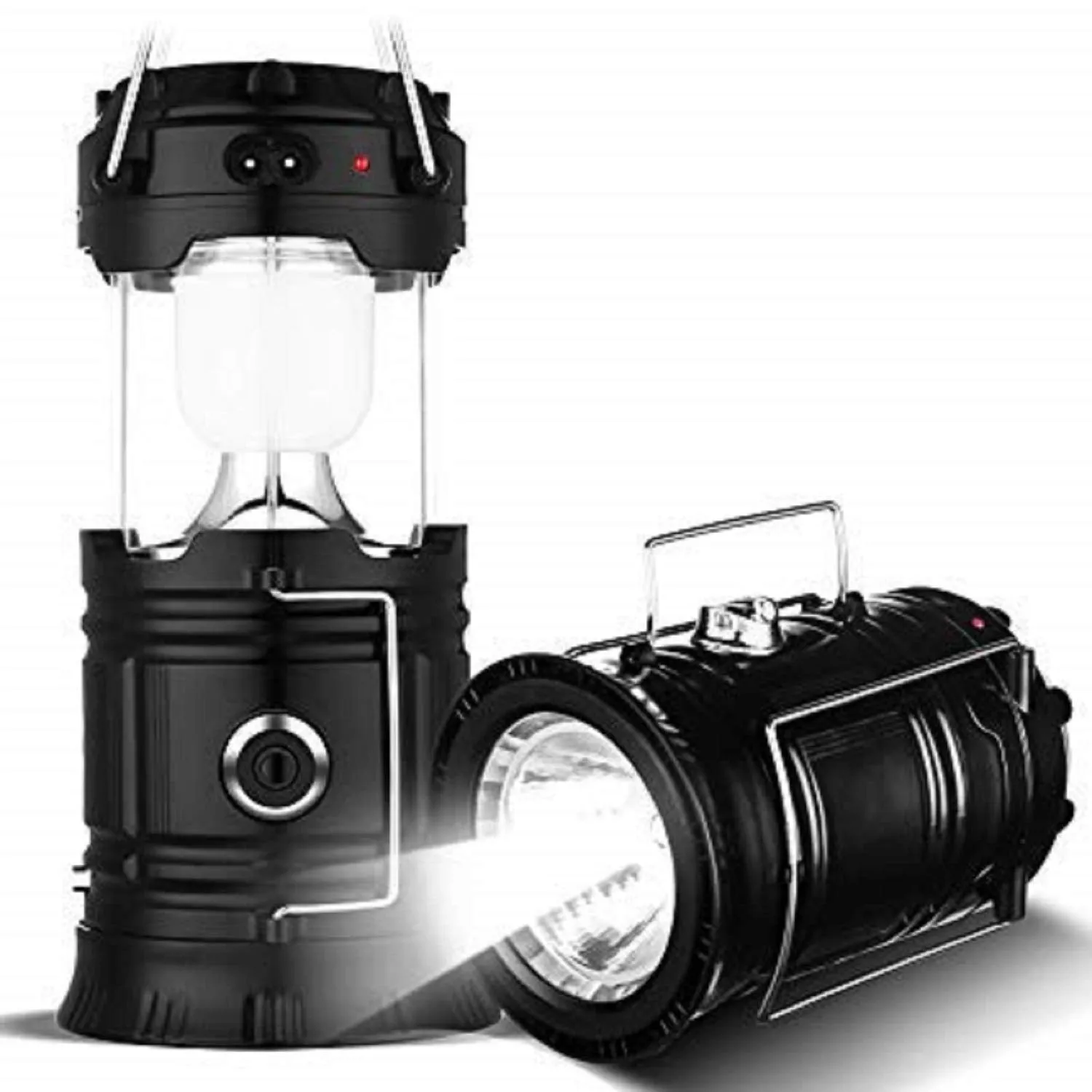 Kuber Industries 2 Piece Solar Lantern Emergency Light LED Rechargeable Torch with USB Mobile Charging Point and 2 Power Source Solar (Gold & Black) -CTKTC22906