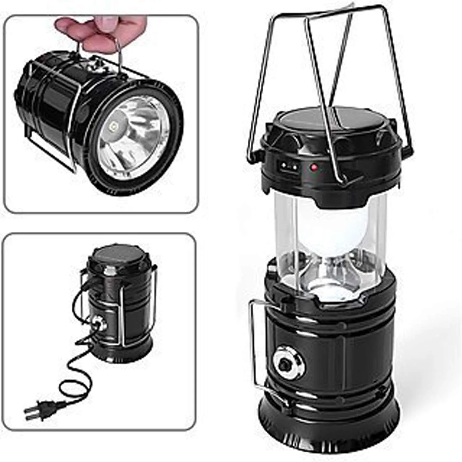 Kuber Industries 2 Piece Solar Lantern Emergency Light LED Rechargeable Torch with USB Mobile Charging Point and 2 Power Source Solar (Gold & Black) -CTKTC22906