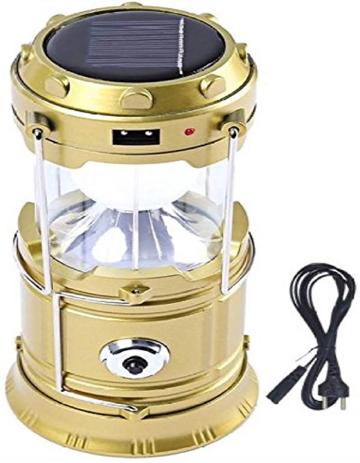 Kuber Industries 2 Piece Solar Lantern Emergency Light LED Rechargeable Torch with USB Mobile Charging Point and 2 Power Source Solar (Gold & Black) -CTKTC22906
