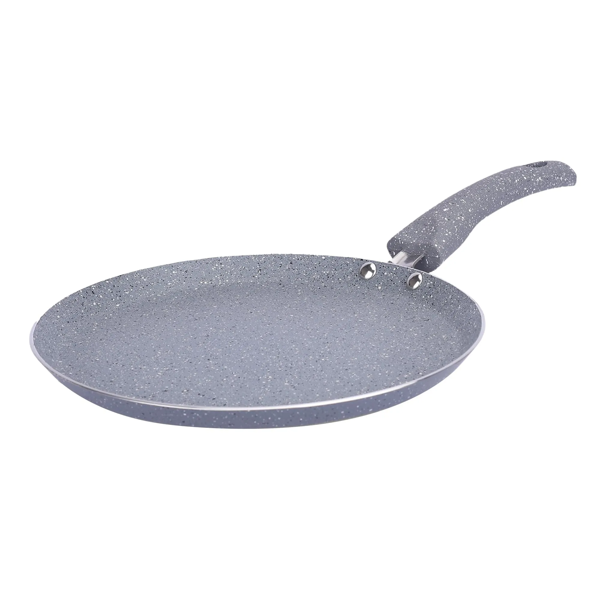 Kuber Industries Dosa Tawa Non Stick Pan with Revivted Handle | High Grade Aluminium Induction Non Stick Tawa Pan | Scratch Resistant, Gas Stove & Induction Compatiable | Gray