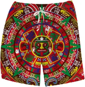 LAOLIUSN Men's Mexico Board Shorts Aztec Graphic Beach Shorts