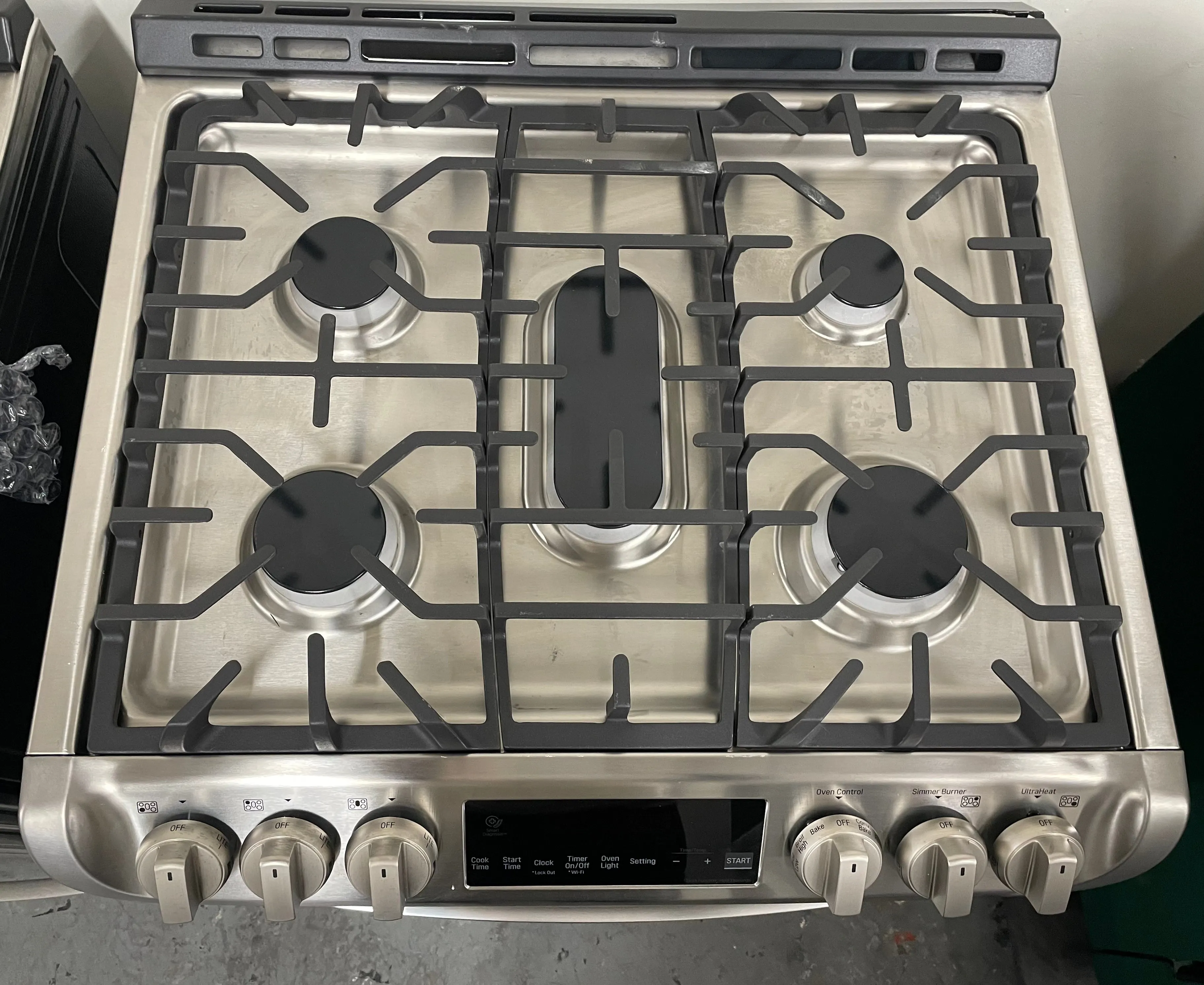 LG LSD4913ST 30 Inch Slide-In Dual Fuel Smart Range with 5 Sealed Burners, 6.3 cu. ft. Oven Capacity, Storage Drawer, ProBake Convection®, Sabbath Mode, EasyClean®, SmartThinQ®, Wi-Fi Connectivity, SmartDiagnosis™, and UltraHeat™ Power Burner