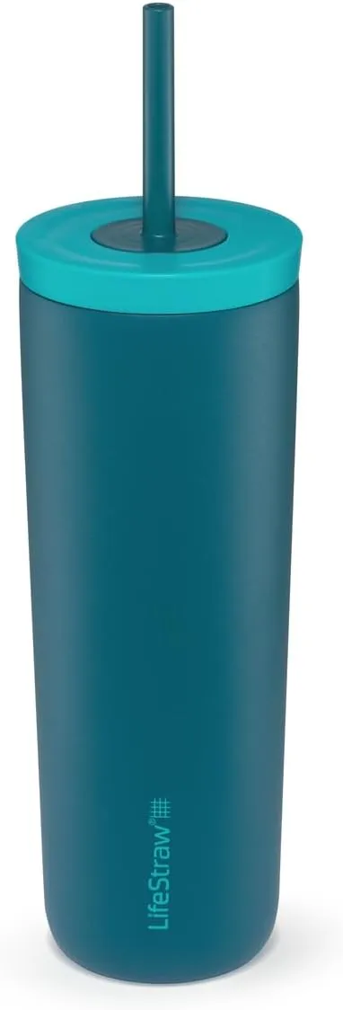LifeStraw Go Series Tumbler  Double Wall Insulated Stainless Steel Water Filter, Laguna Teal, Designed for Everyday Use, Removes Bacteria, Parasites, Microplastics, and Improves Taste