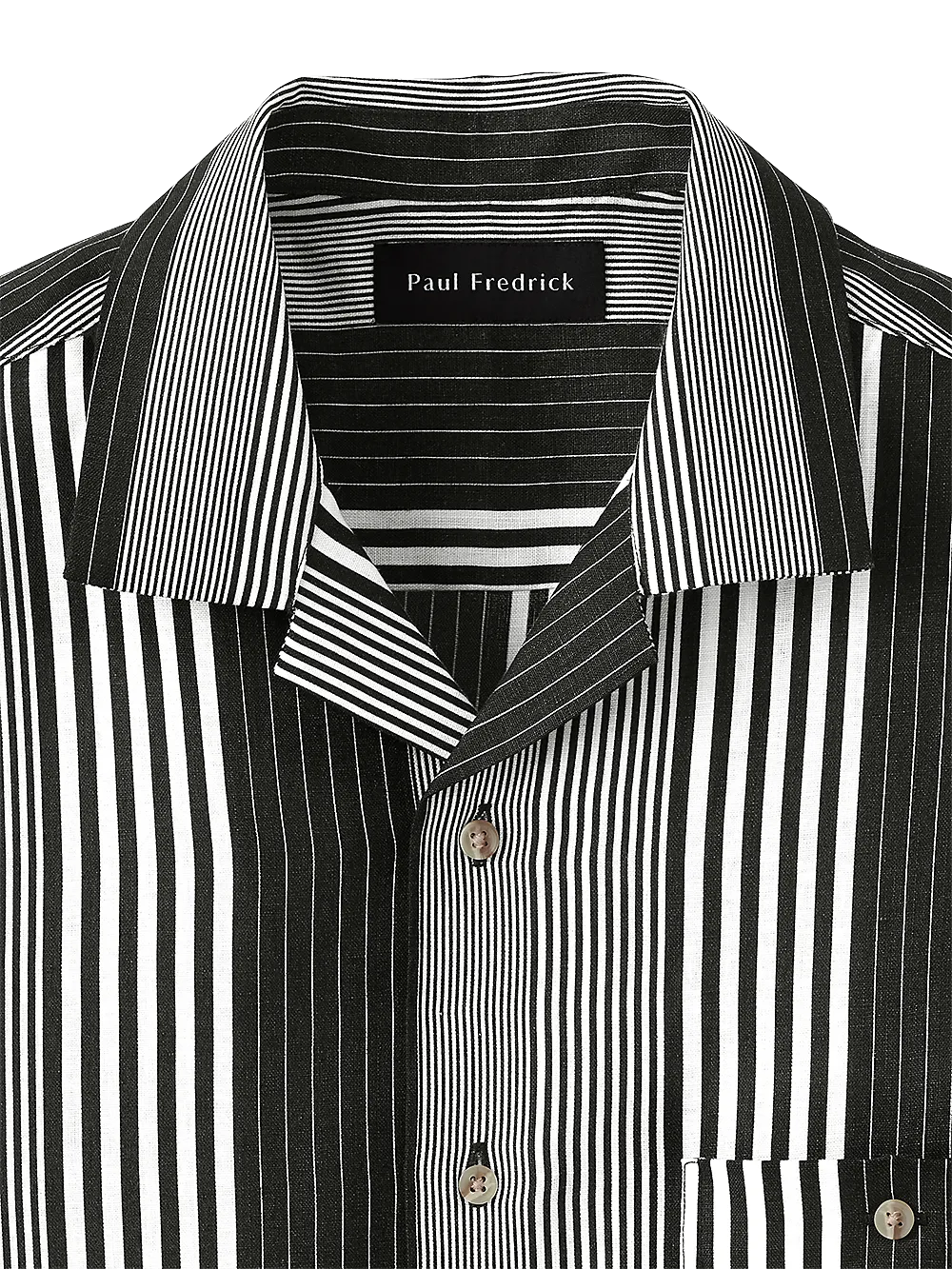 Linen Stripe Print Casual Shirt - Black/white