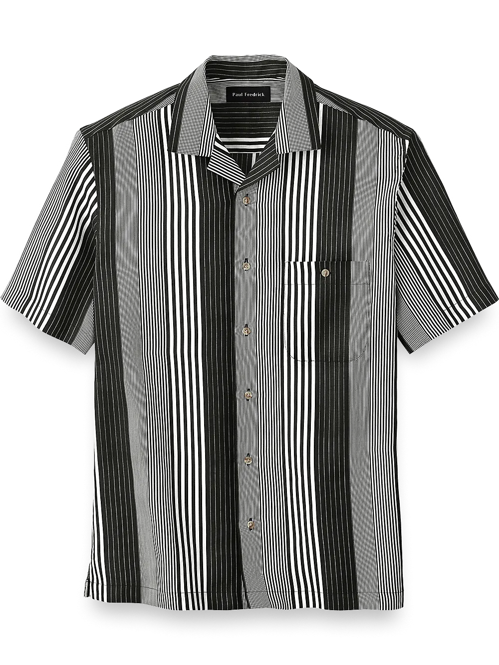 Linen Stripe Print Casual Shirt - Black/white