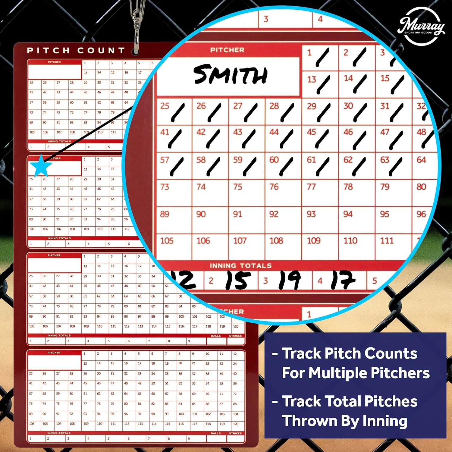 Murray Sporting Goods Baseball Team Colors Dry Erase Coaches Clipboard