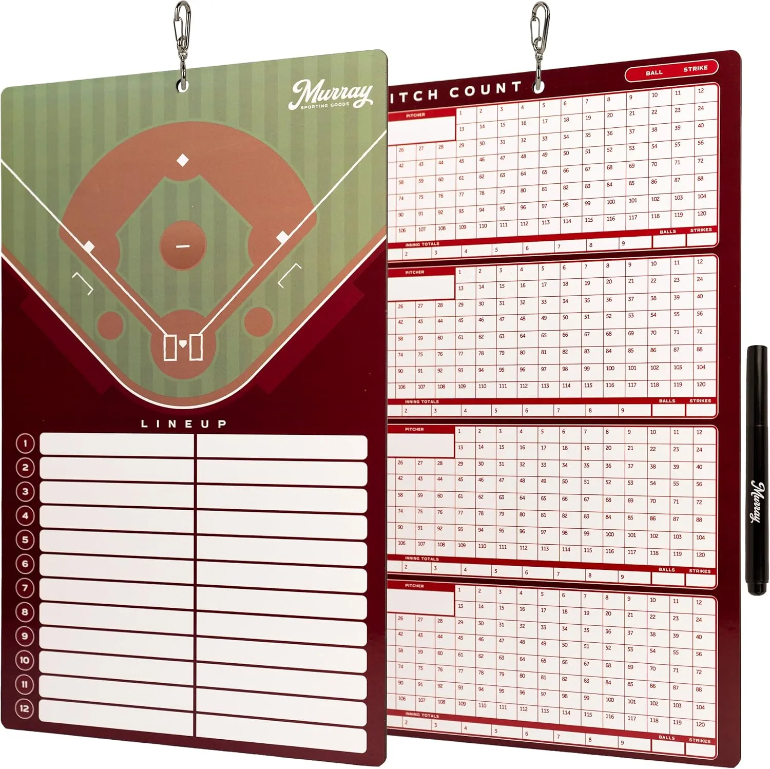 Murray Sporting Goods Baseball Team Colors Dry Erase Coaches Clipboard
