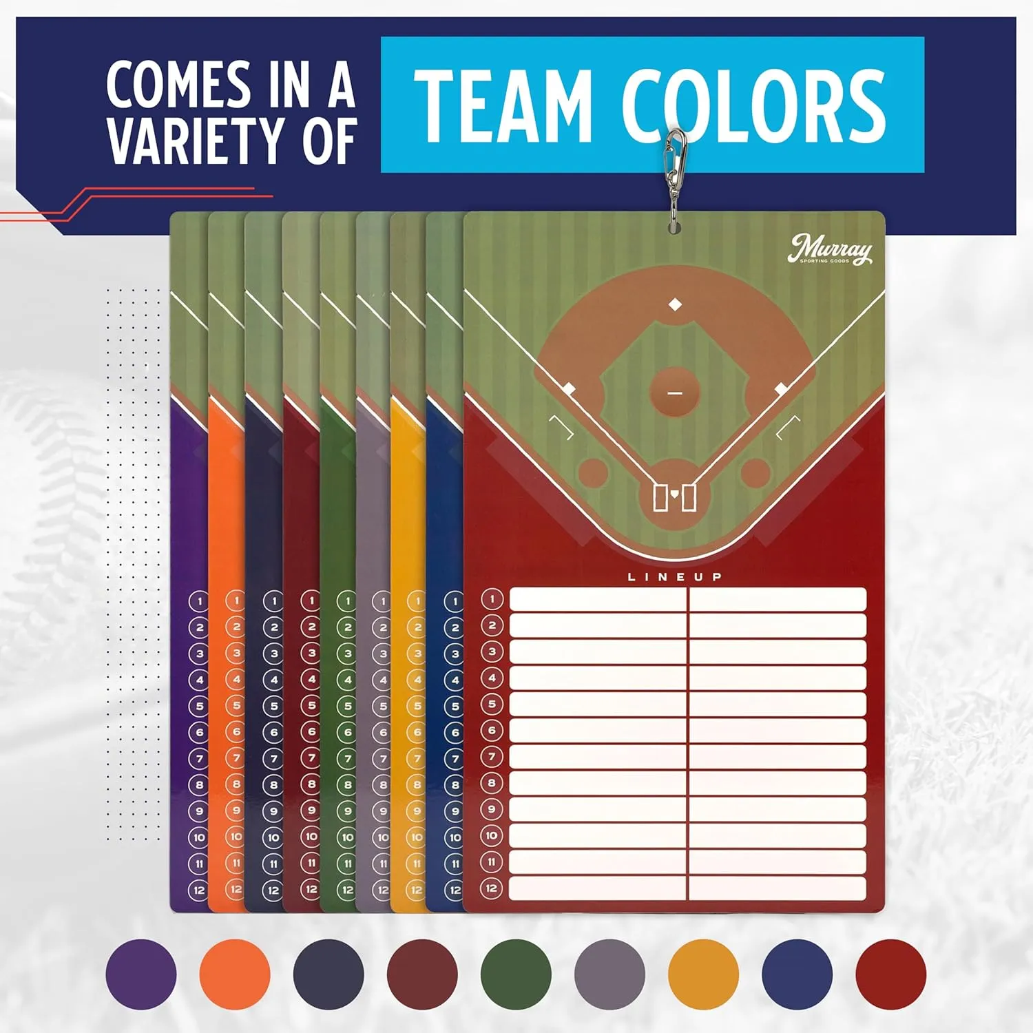 Murray Sporting Goods Baseball Team Colors Dry Erase Coaches Clipboard
