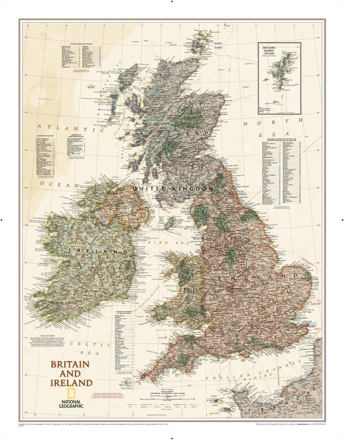 National Geographic Britain and Ireland Wall Map - Executive - Laminated (23.5 x 30.25 in) (National Geographic Reference Map) Map  February 23, 2018