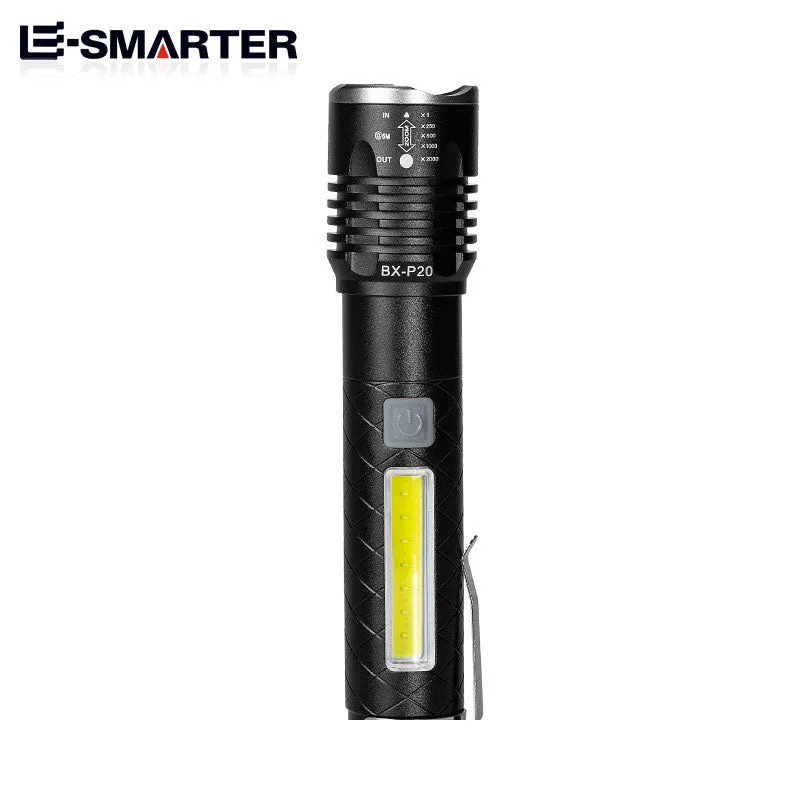 New Led Retractable Focus Flashlight Usb Rechargeable Built-In Lithium Battery Strong Light Outdoor Camping Flashlight