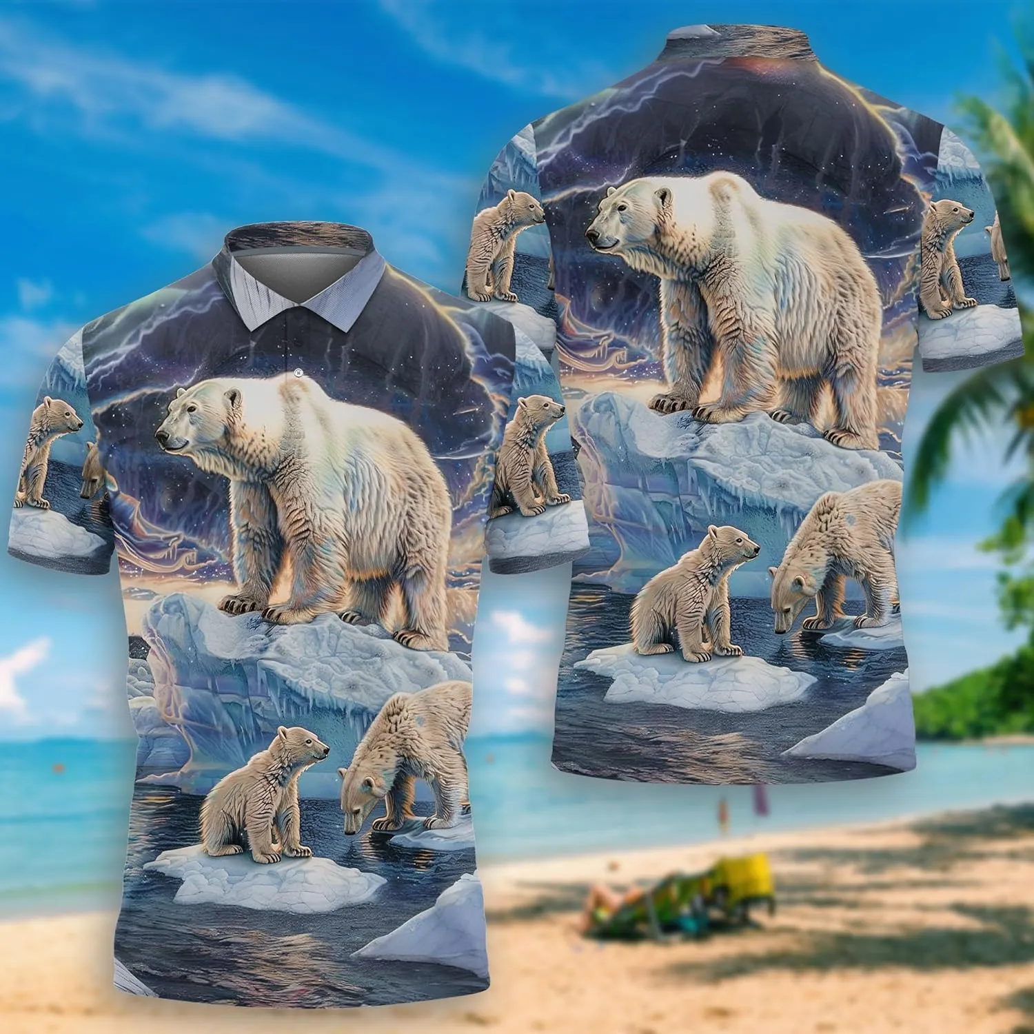 Polar Bear Polo Shirts for Men-Wild Animal Golf Moisture Dry Fit Short Sleeve Shirts S61