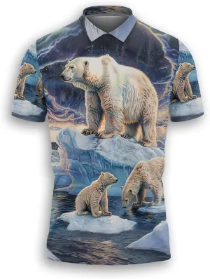 Polar Bear Polo Shirts for Men-Wild Animal Golf Moisture Dry Fit Short Sleeve Shirts S61