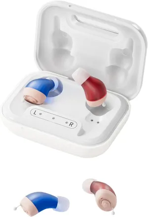 Rechargeable Hearing Aids for Seniors with Hearing Loss, They are Equipped with a Smart Noise Reduction chip, Providing Clear Sound Quality and Comfortable Wearing. Super-mini, Auto-On/Off
