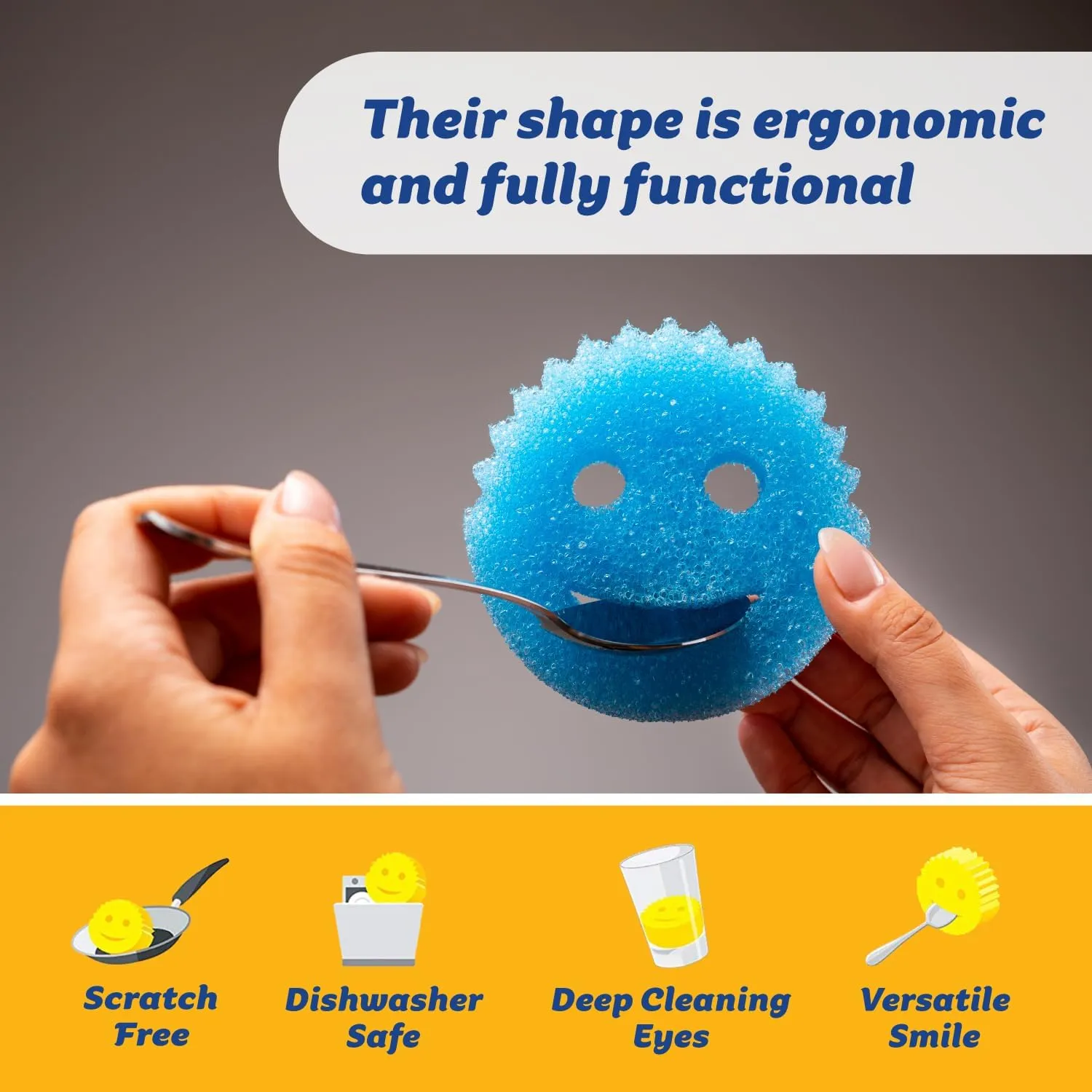 Scrub Daddy Color Sponges - Scratch-Free Multipurpose Dish Sponges for Kitchen, Bathroom & Household Cleaning - Made with BPA-Free Polymer Foam (3 Count)