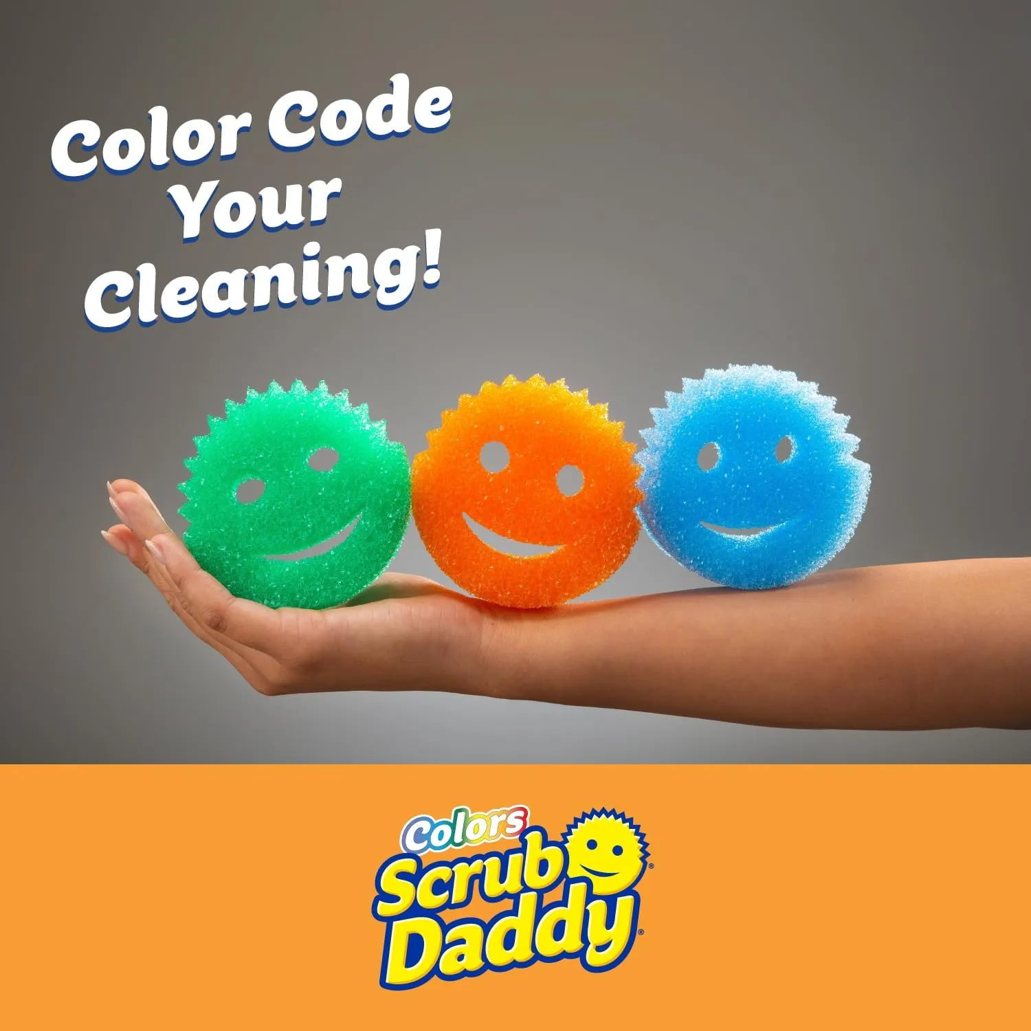 Scrub Daddy Color Sponges - Scratch-Free Multipurpose Dish Sponges for Kitchen, Bathroom & Household Cleaning - Made with BPA-Free Polymer Foam (3 Count)