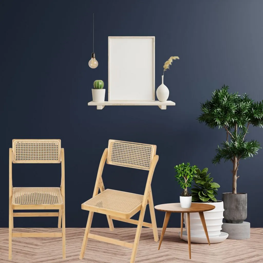 Set of 2 Tristan Bamboo Wood Folding Chair,